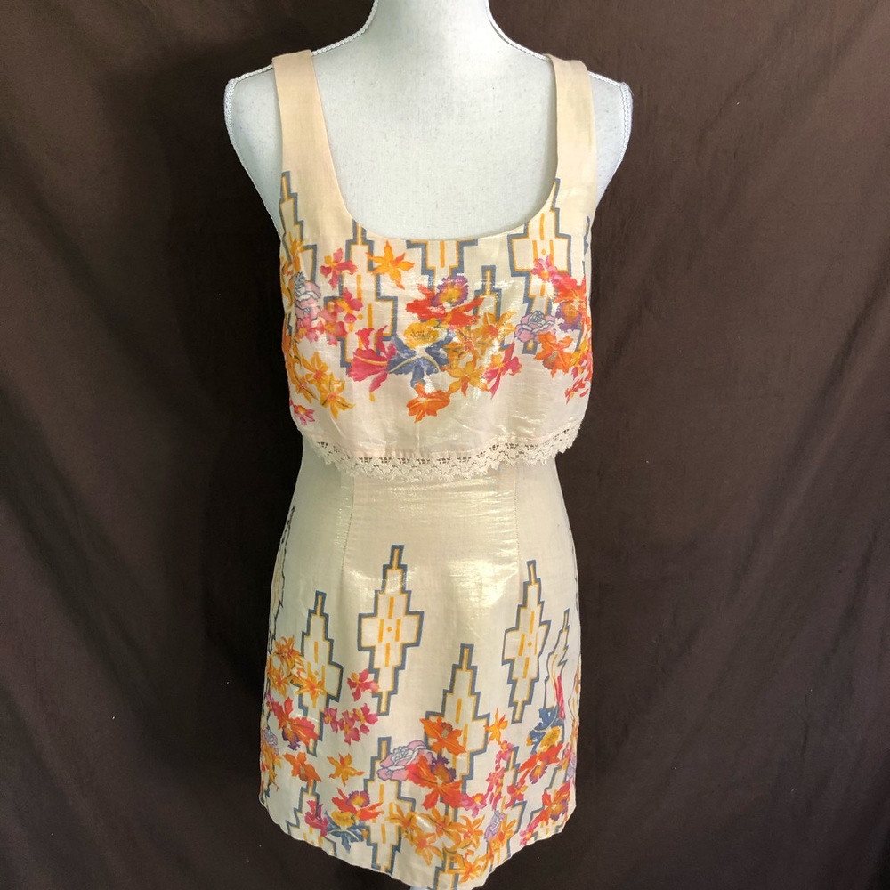 FREE PEOPLE Gold Western Mini Dress Big Bang 4